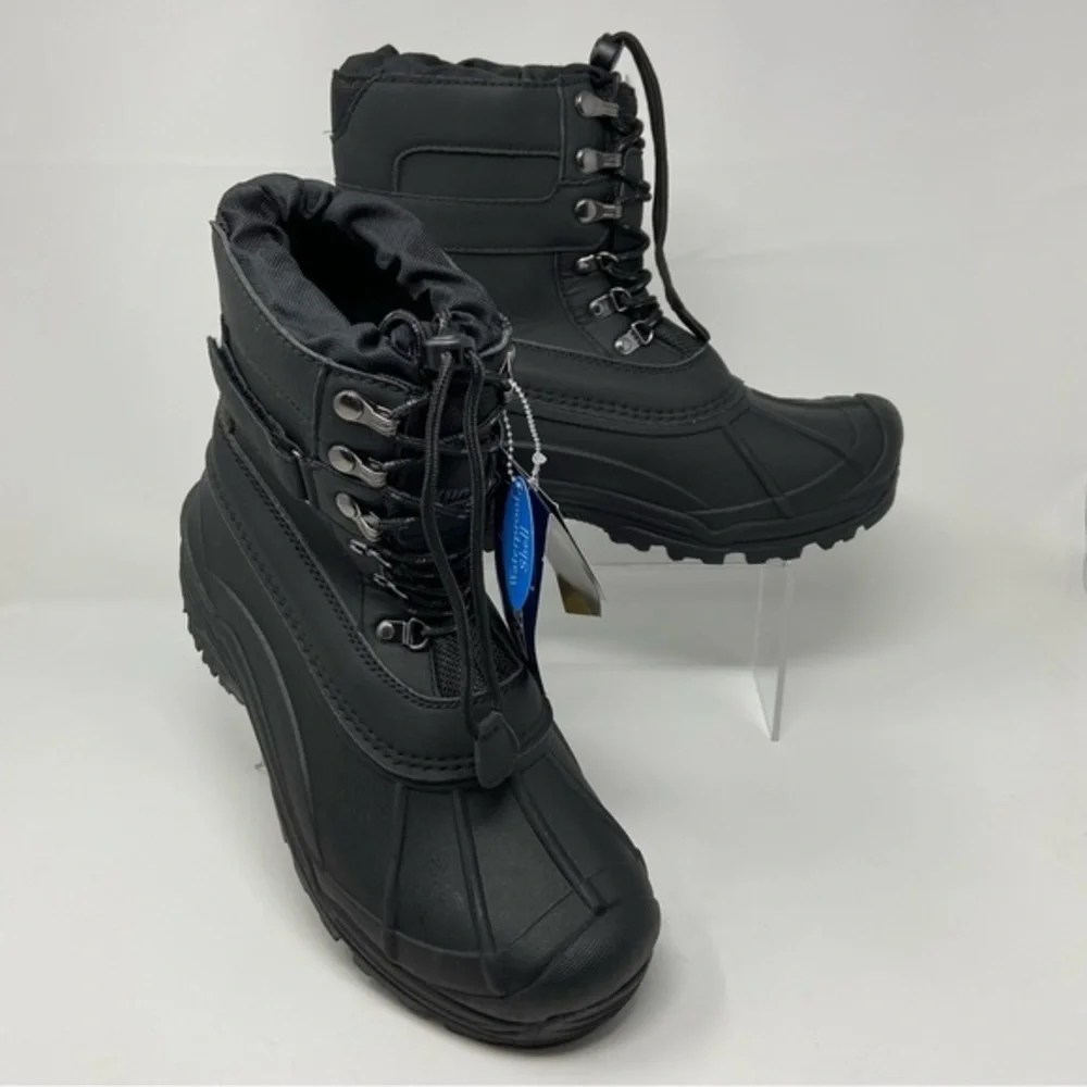 NWT Men’s Khombu Black Insulated Drawstring Waterproof Winter Boots SZ 10